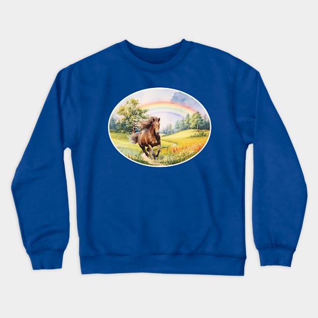 Horse Running Free Crewneck Sweatshirt by KEWDesign